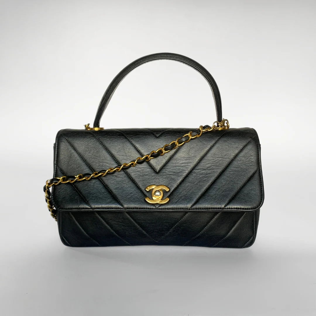 Chanel LS: Chanel Coco Top Handle Bag Chevron Lambskin Leather - Crossbody bags - Etoile Luxury Vintage