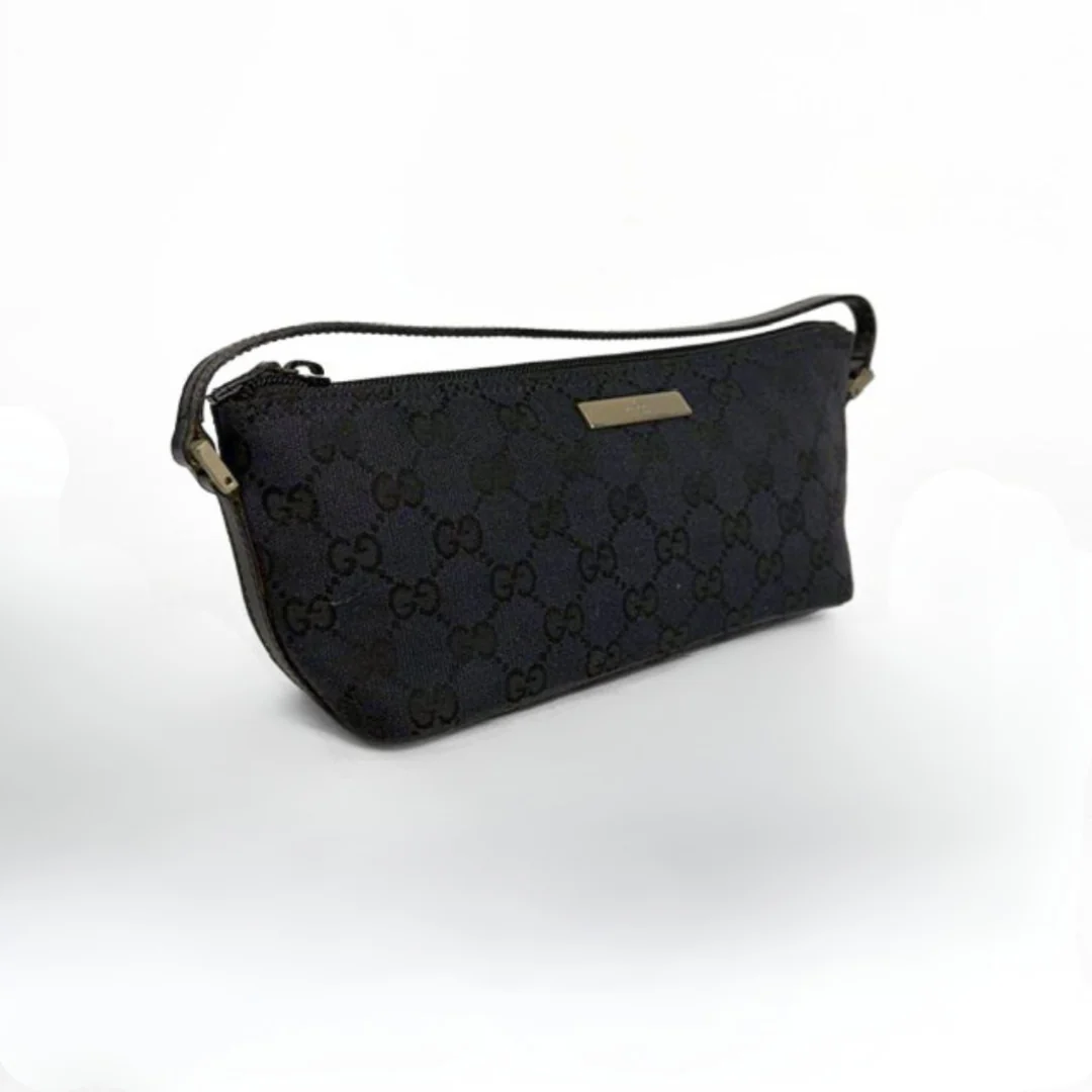 Gucci Boat Pochette in Canvas with the classic Gucci print on a white background