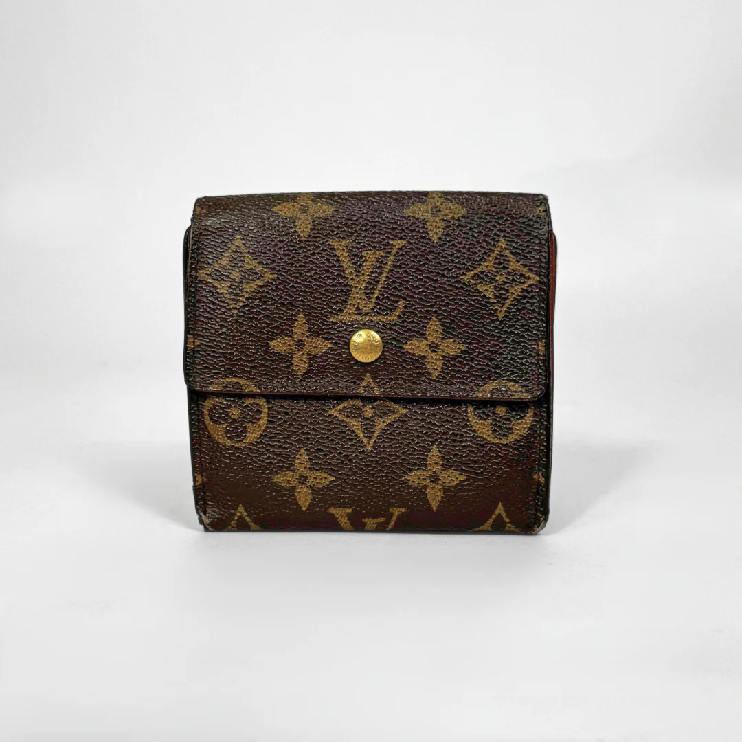 Louis Vuitton monogram wallet on a white background
