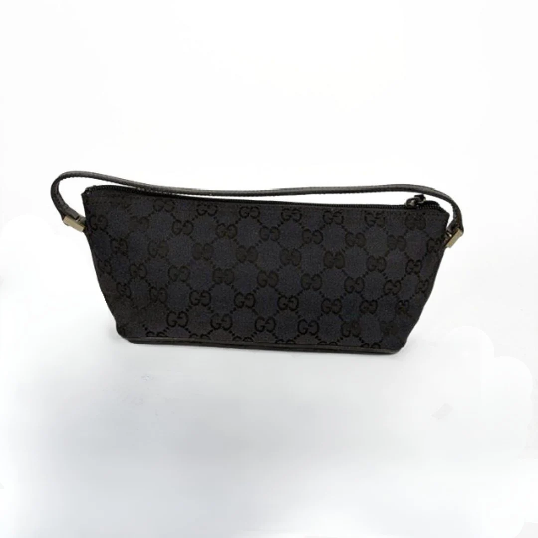 Gucci Boat Pochette in Canvas with the classic Gucci print on a white background
