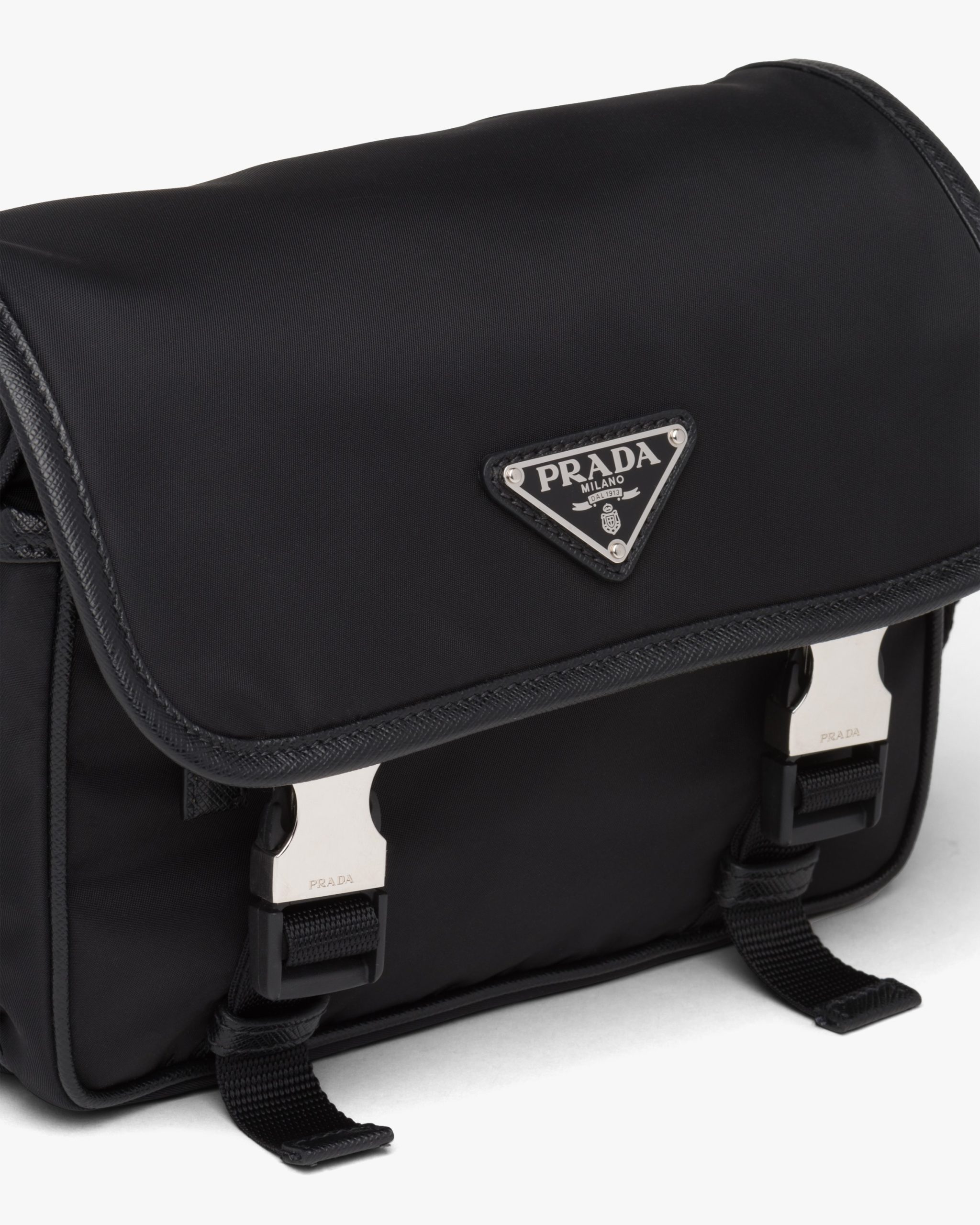 Black Re-Nylon and Saffiano leather shoulder bag - Image 6