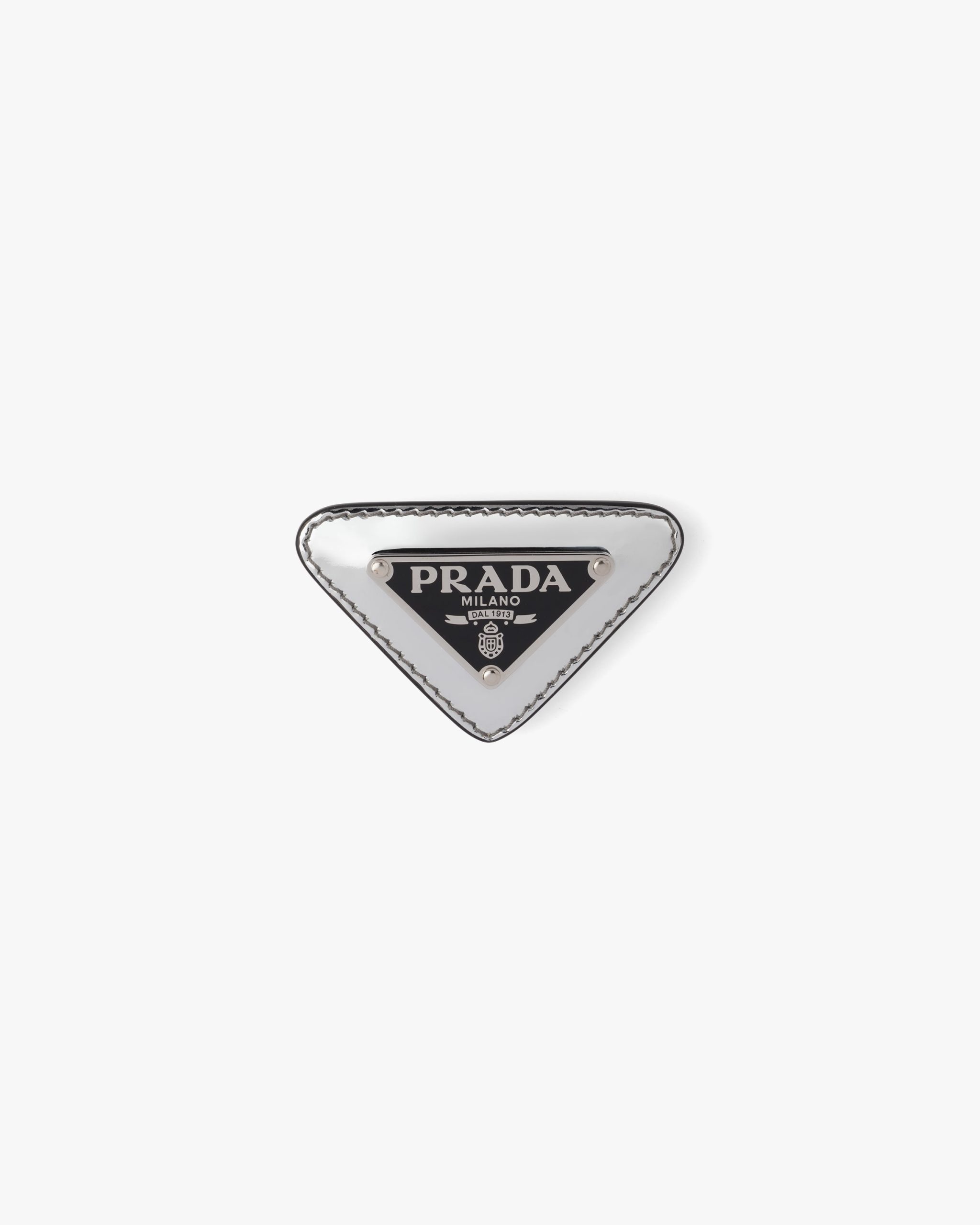 Silver Brushed leather brooch