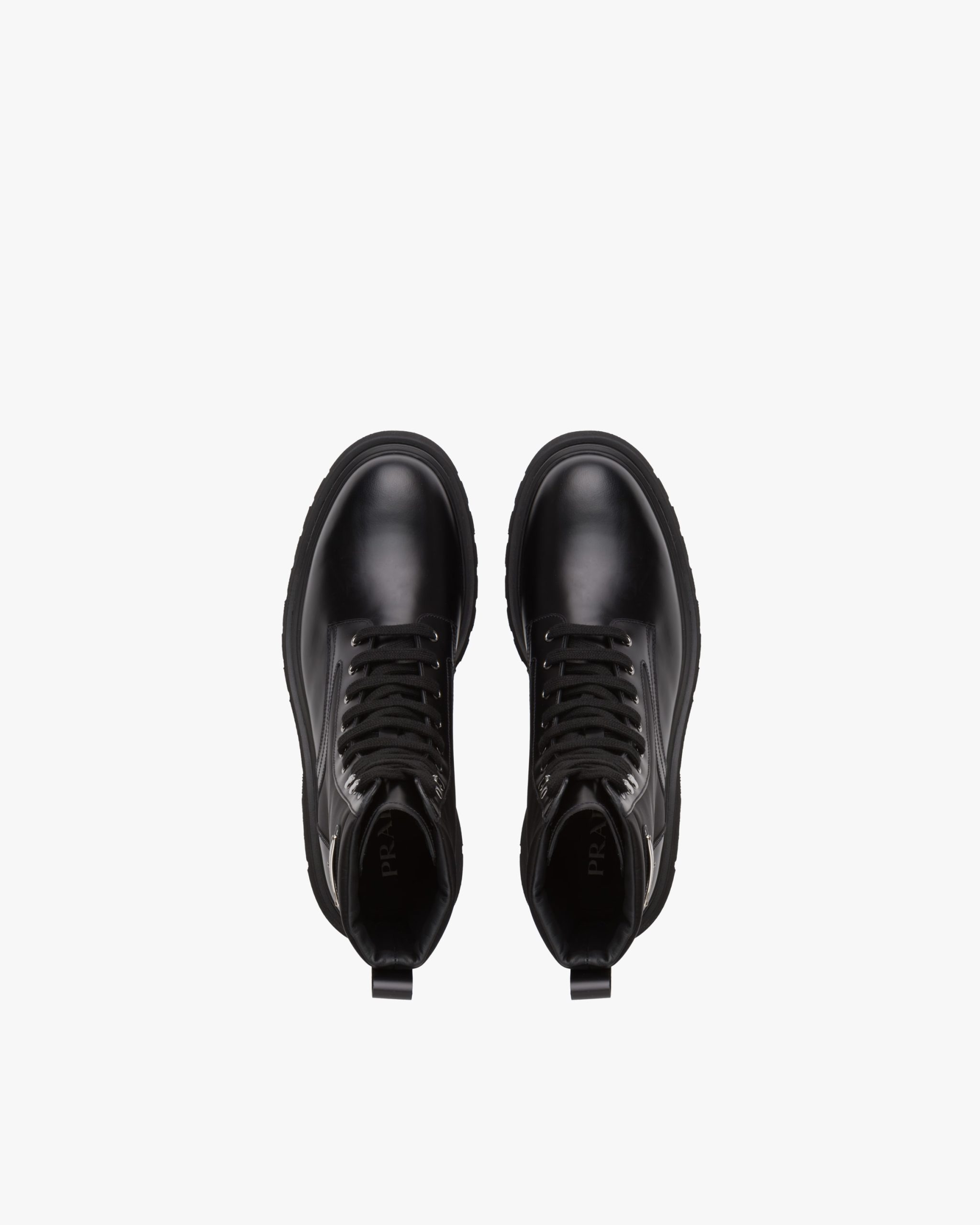 Black Brushed leather and nylon combat boots - Image 3