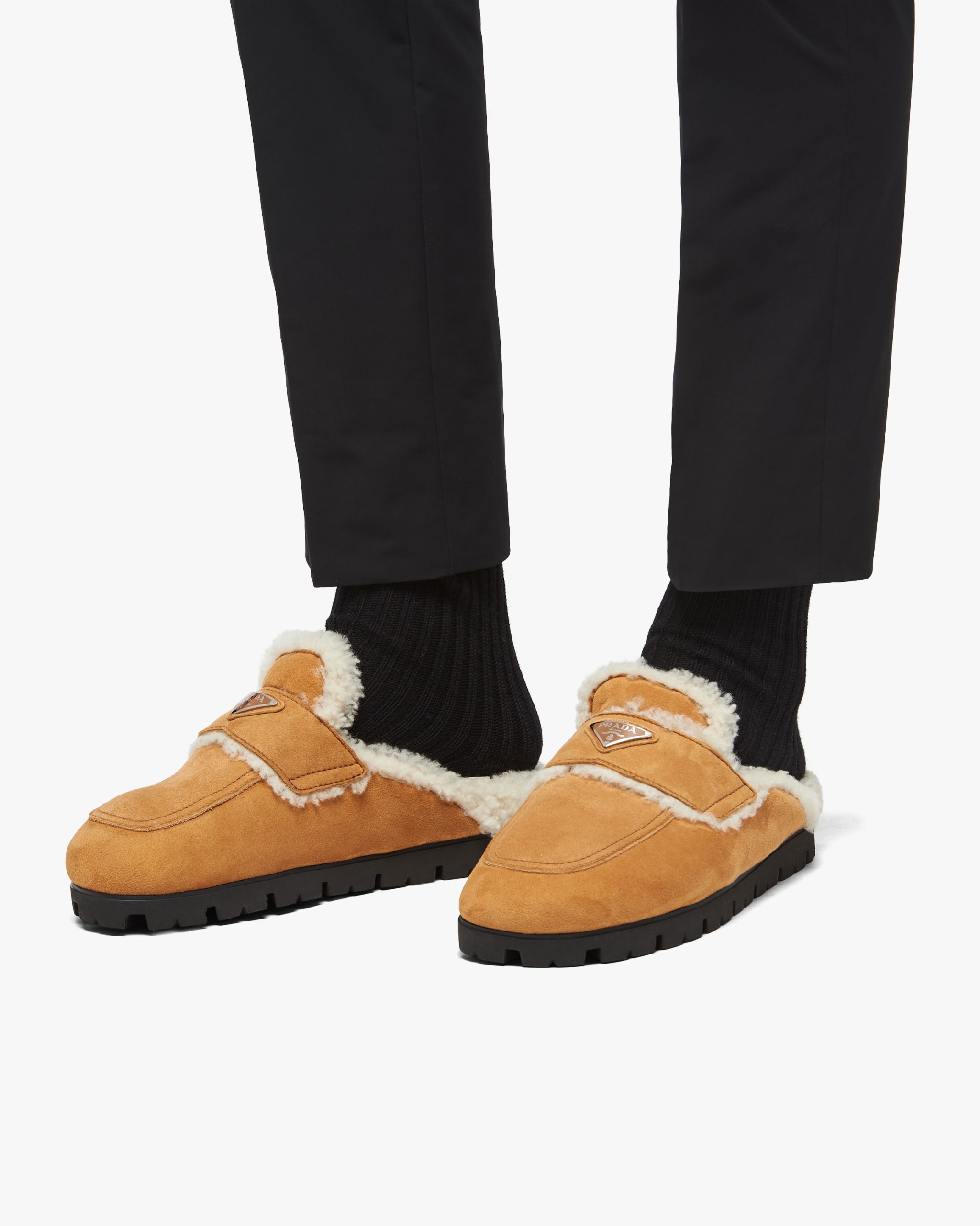 Cognac Shearling sabots - Image 5