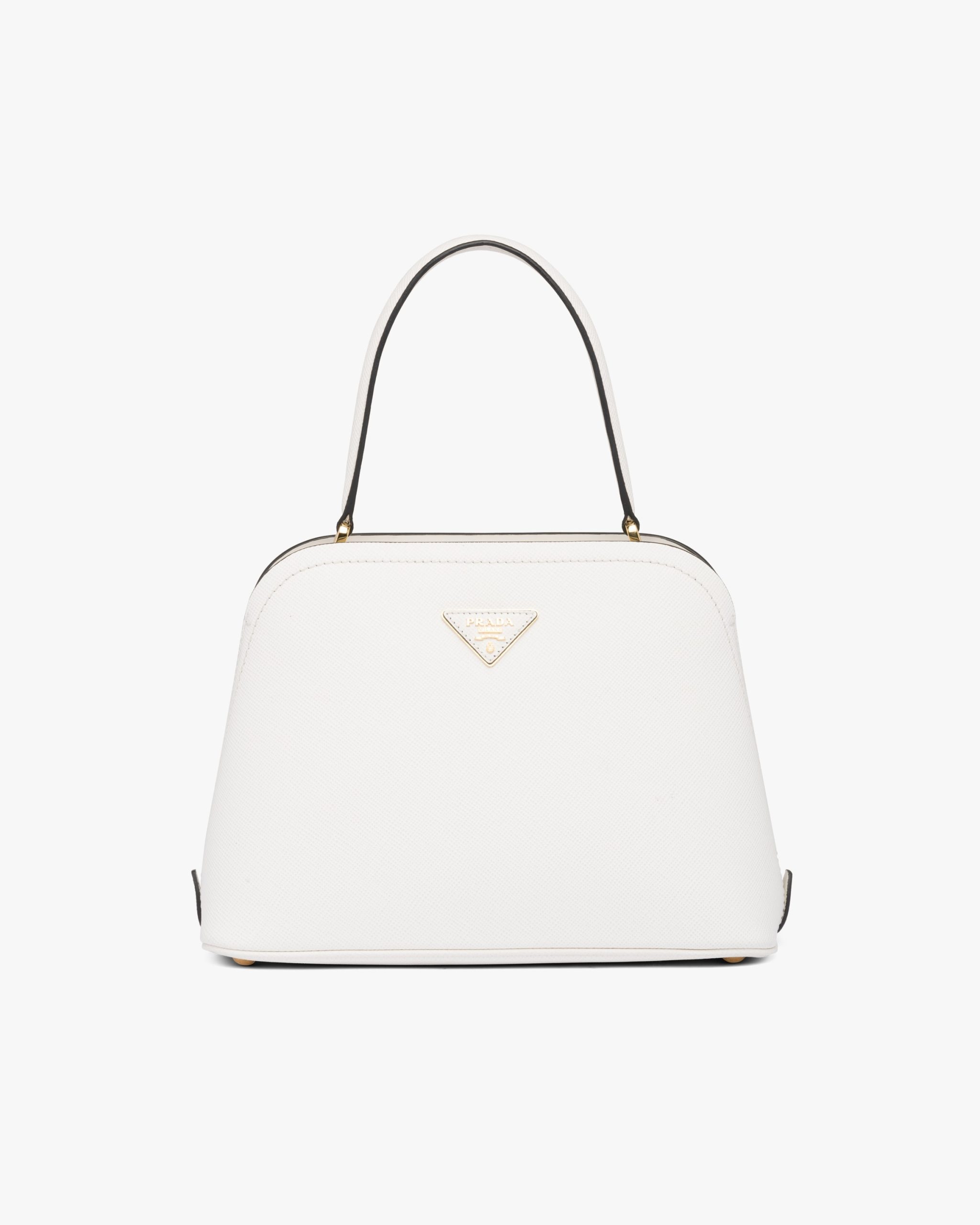 White Medium Saffiano Leather Prada Matinee Bag