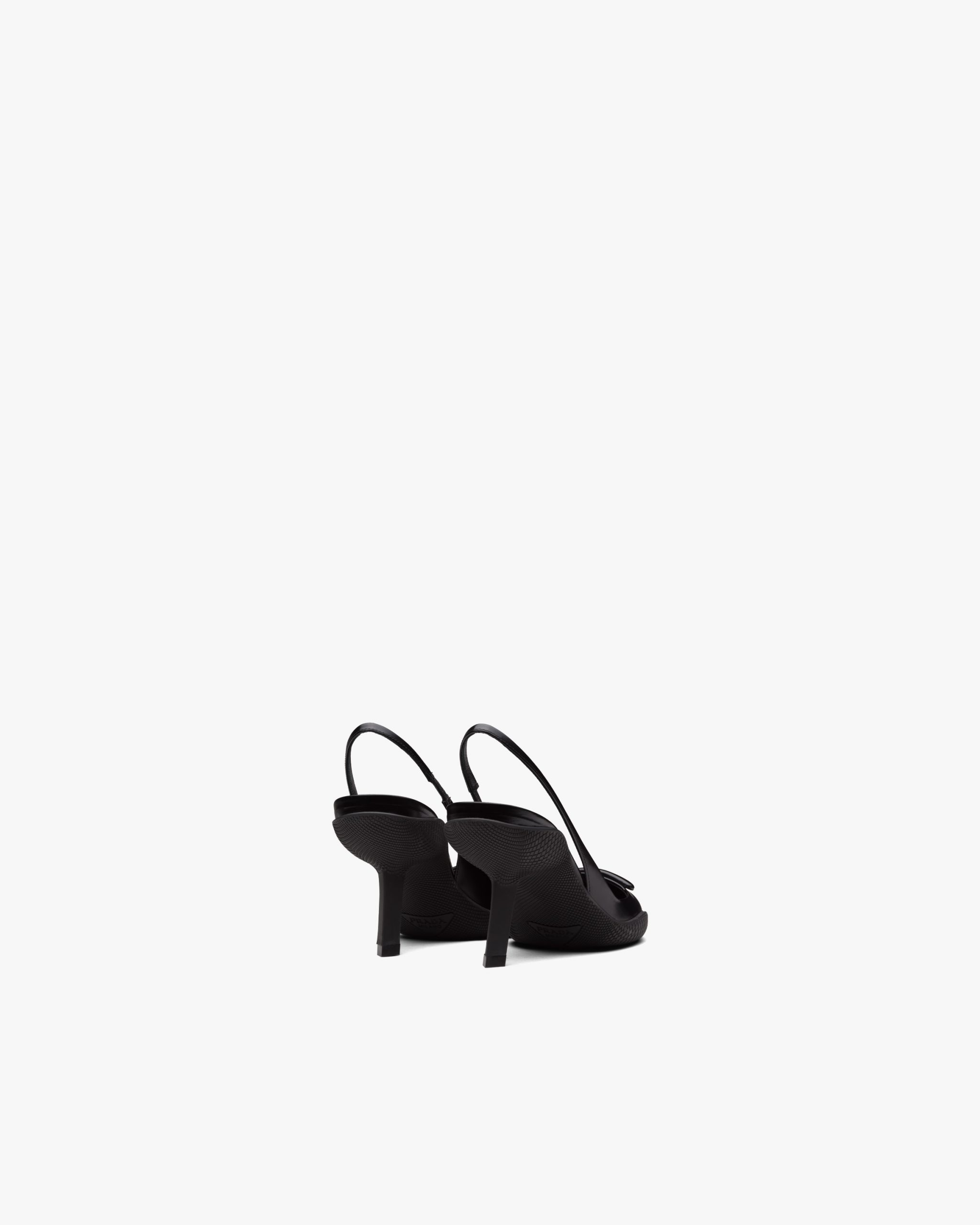 Black Brushed leather slingback pumps - Image 3