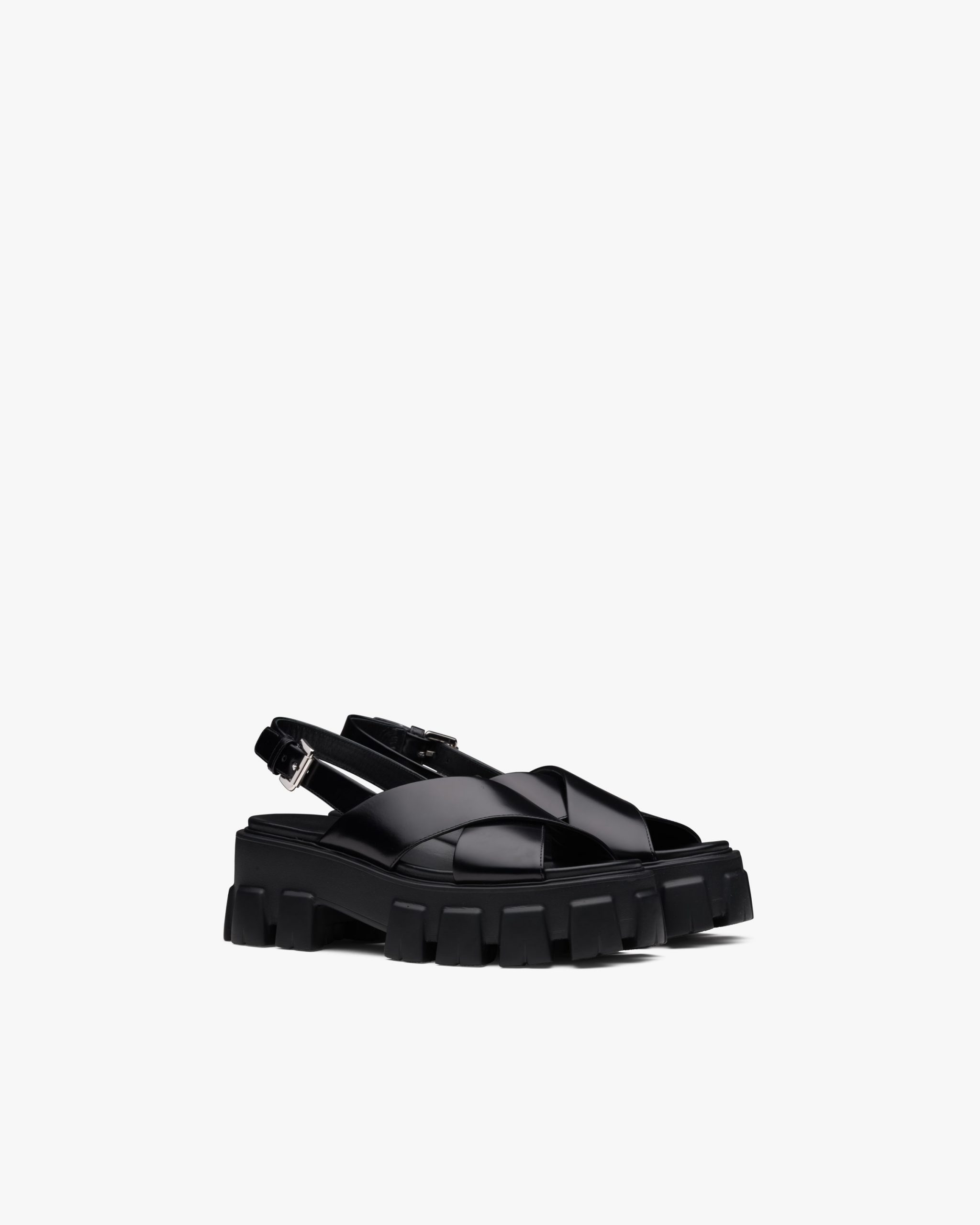 Black Monolith brushed leather sandals