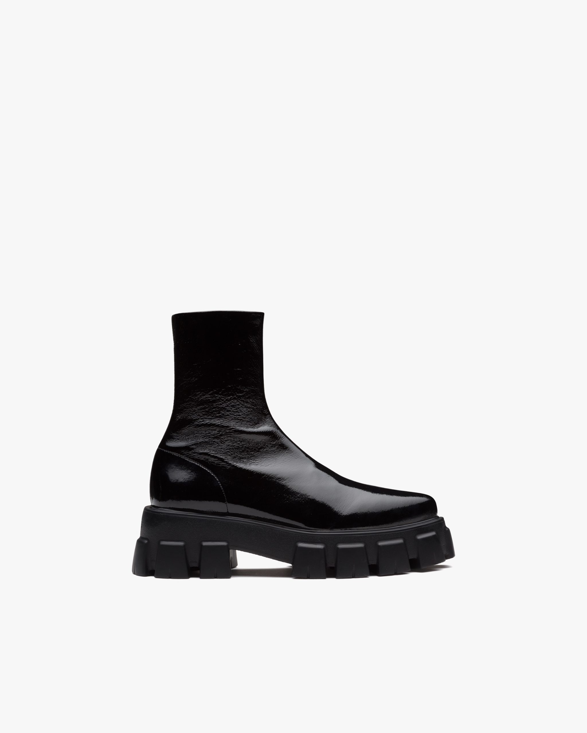 Black Monolith pointy technical patent leather booties - Image 2