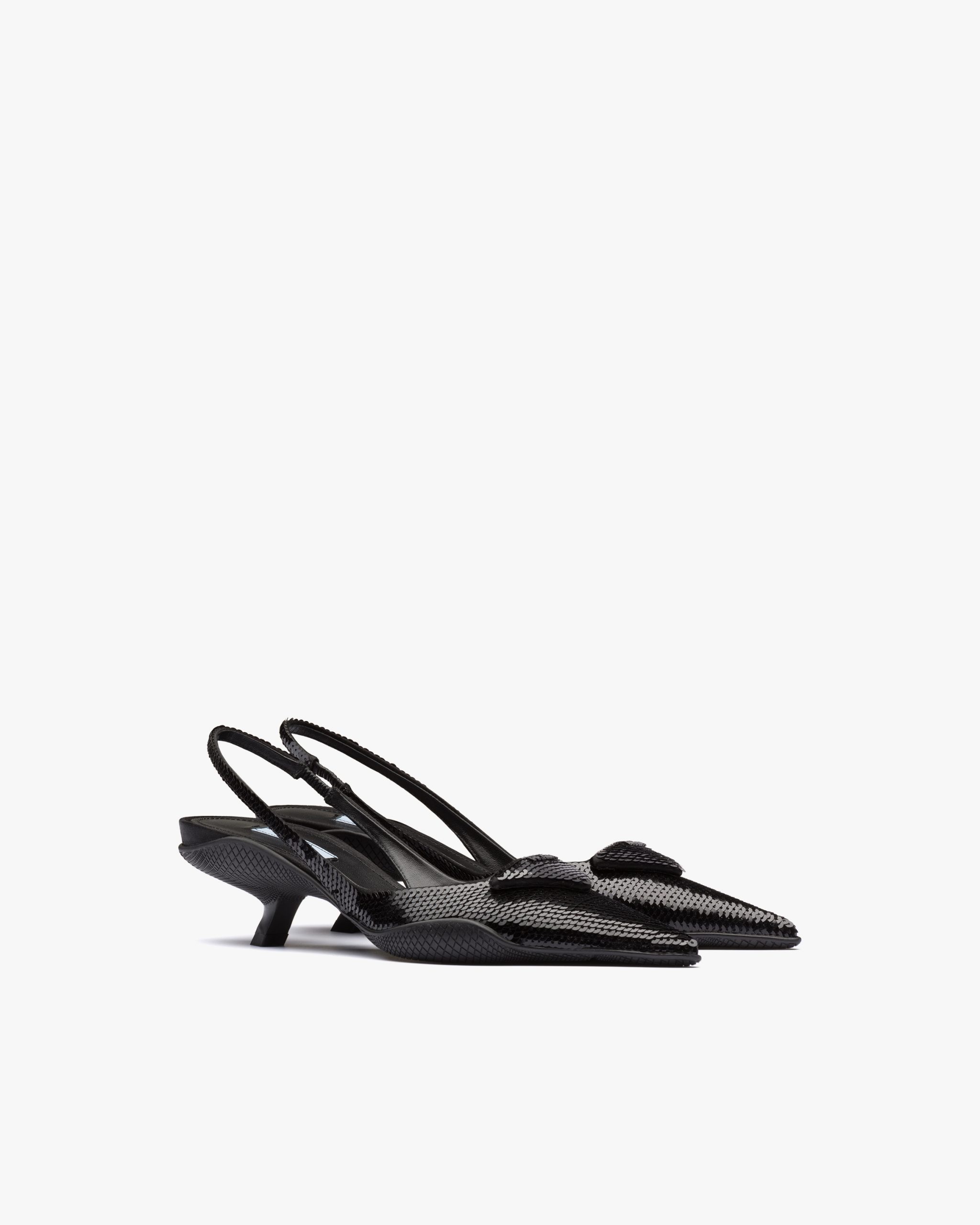 Black Sequin slingback pumps