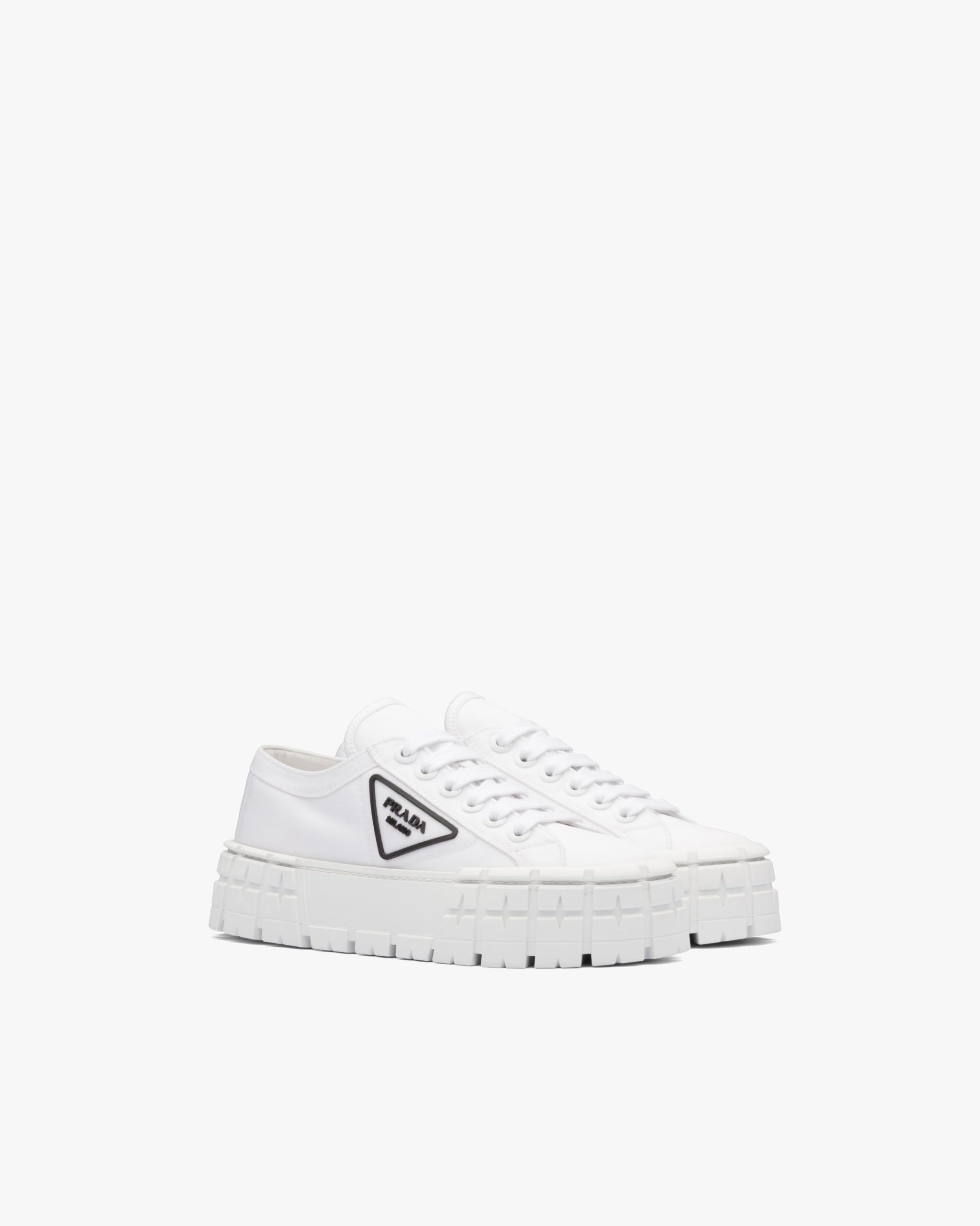 White Double Wheel nylon gabardine sneakers