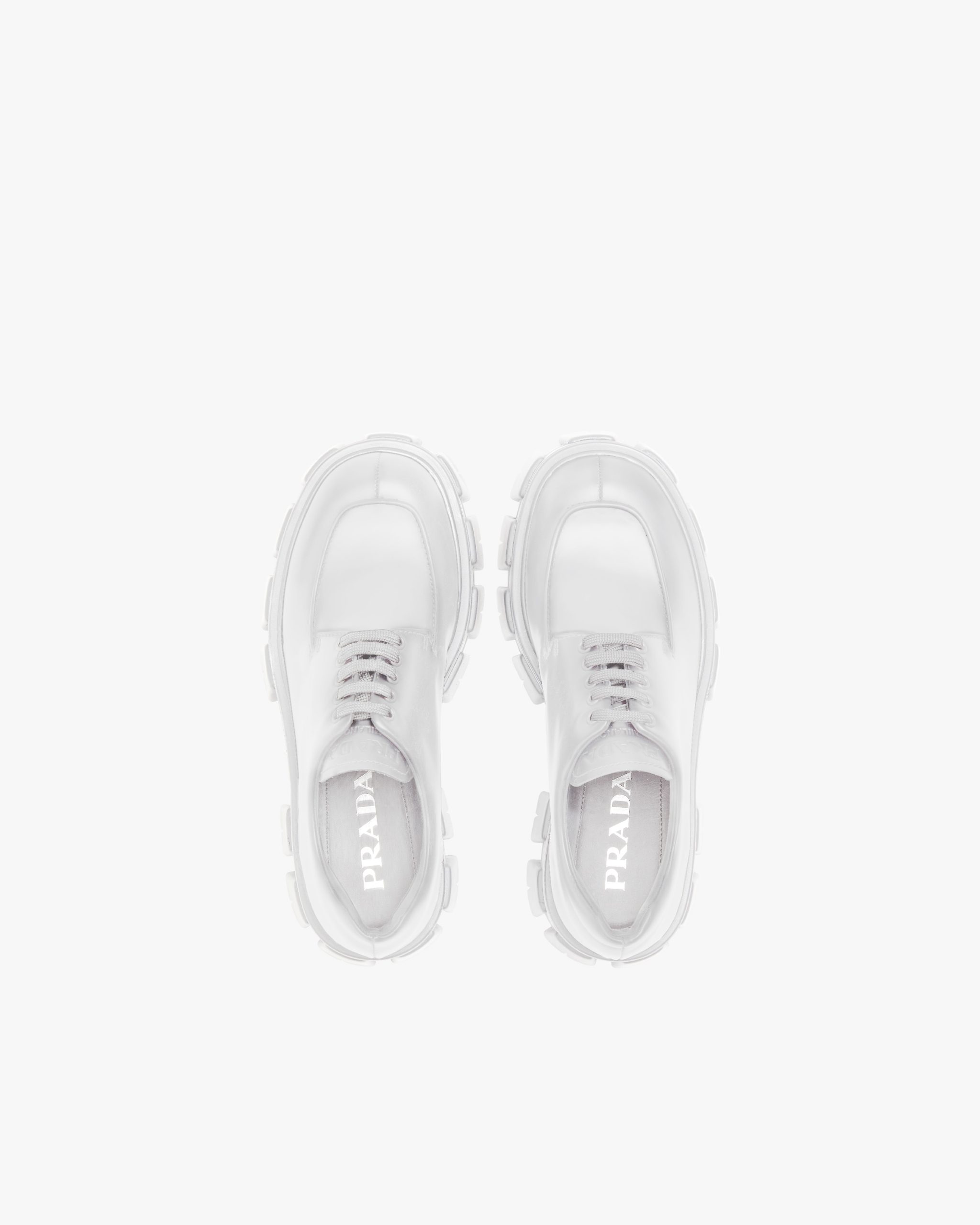 White Monolith brushed leather lace-up shoes - Image 4