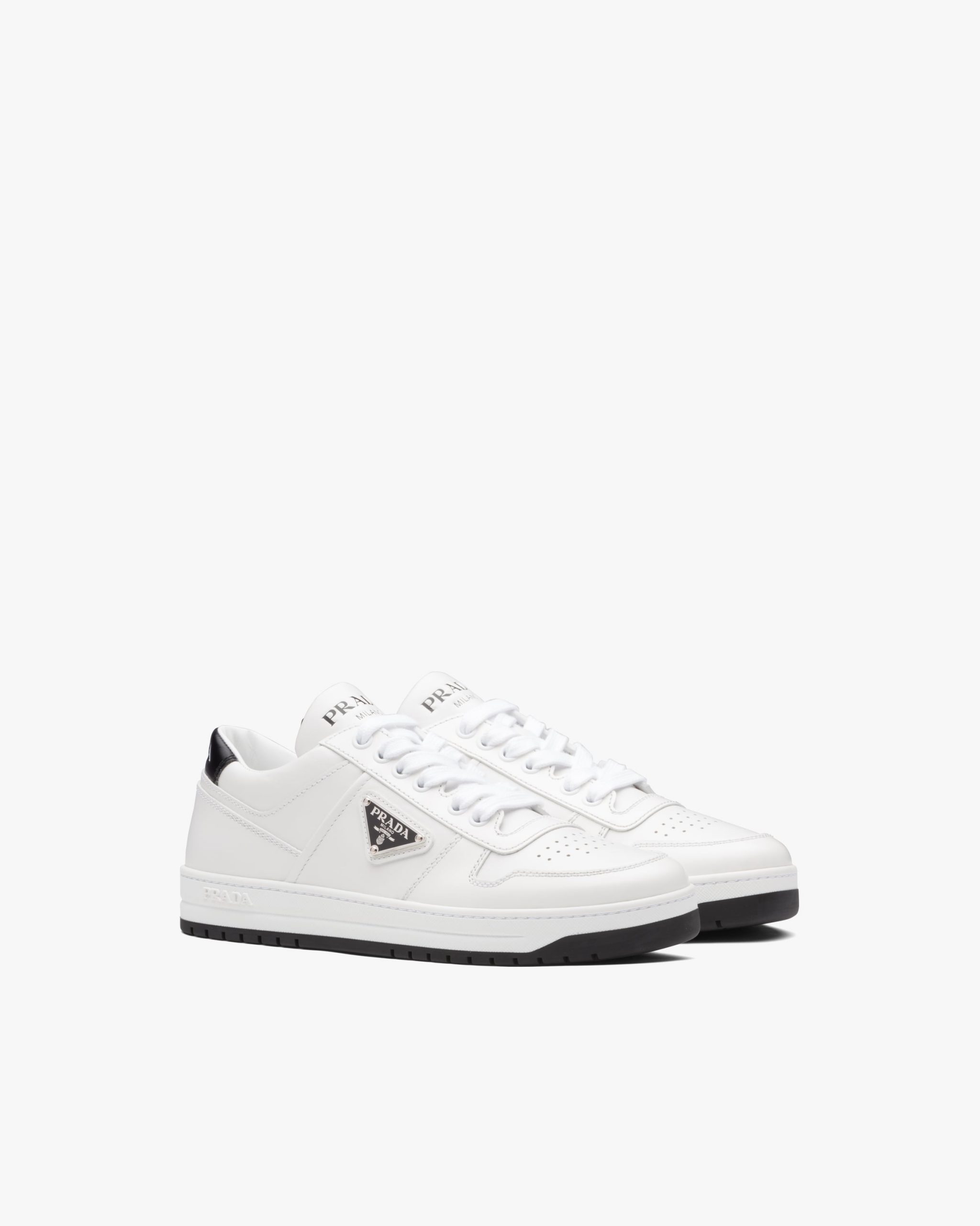 White/black Downtown perforated leather sneakers