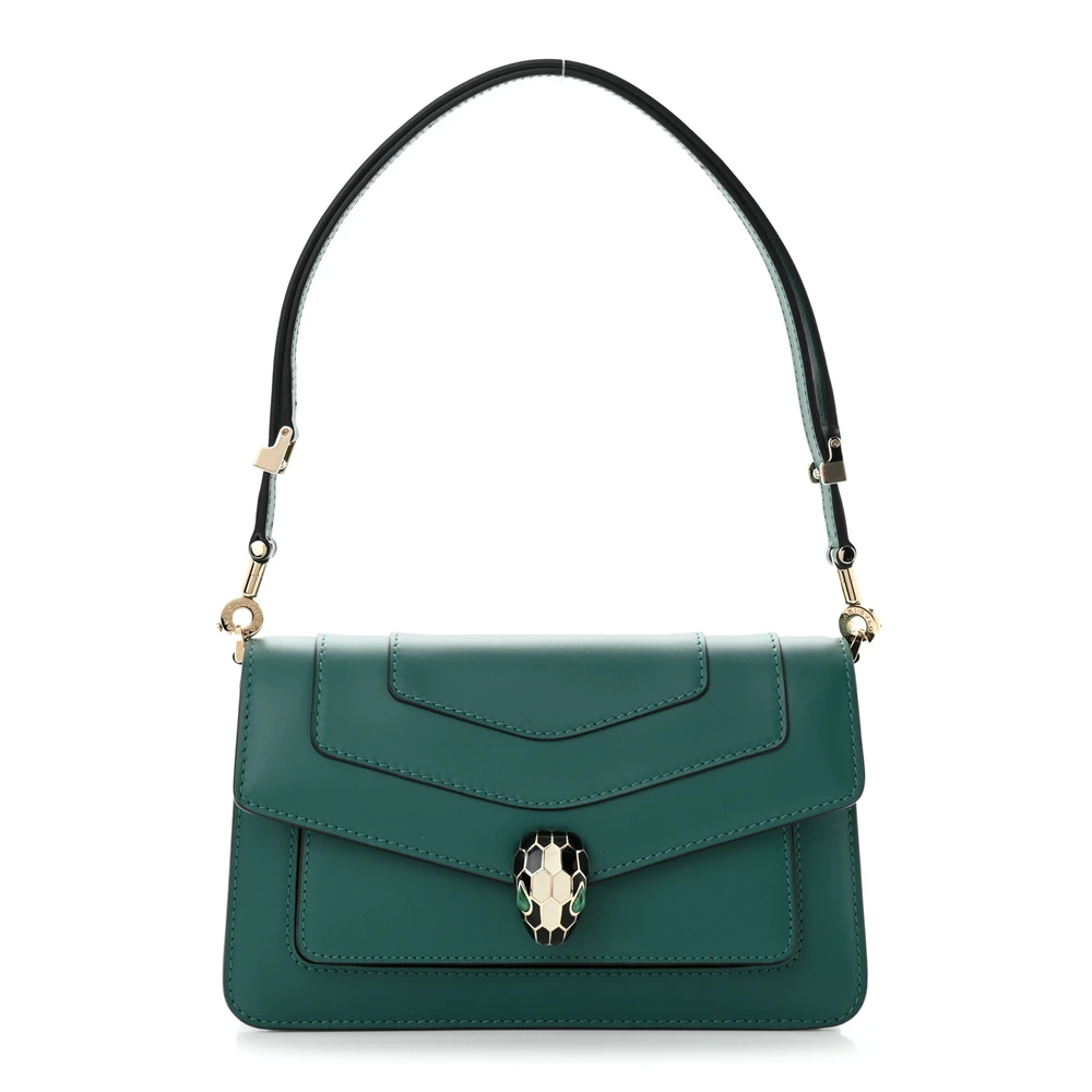 Lushentic Bvlgari Small Serpenti Forever East West Shoulder Bag Mint Green Calfskin Leather Gold Hardware Front