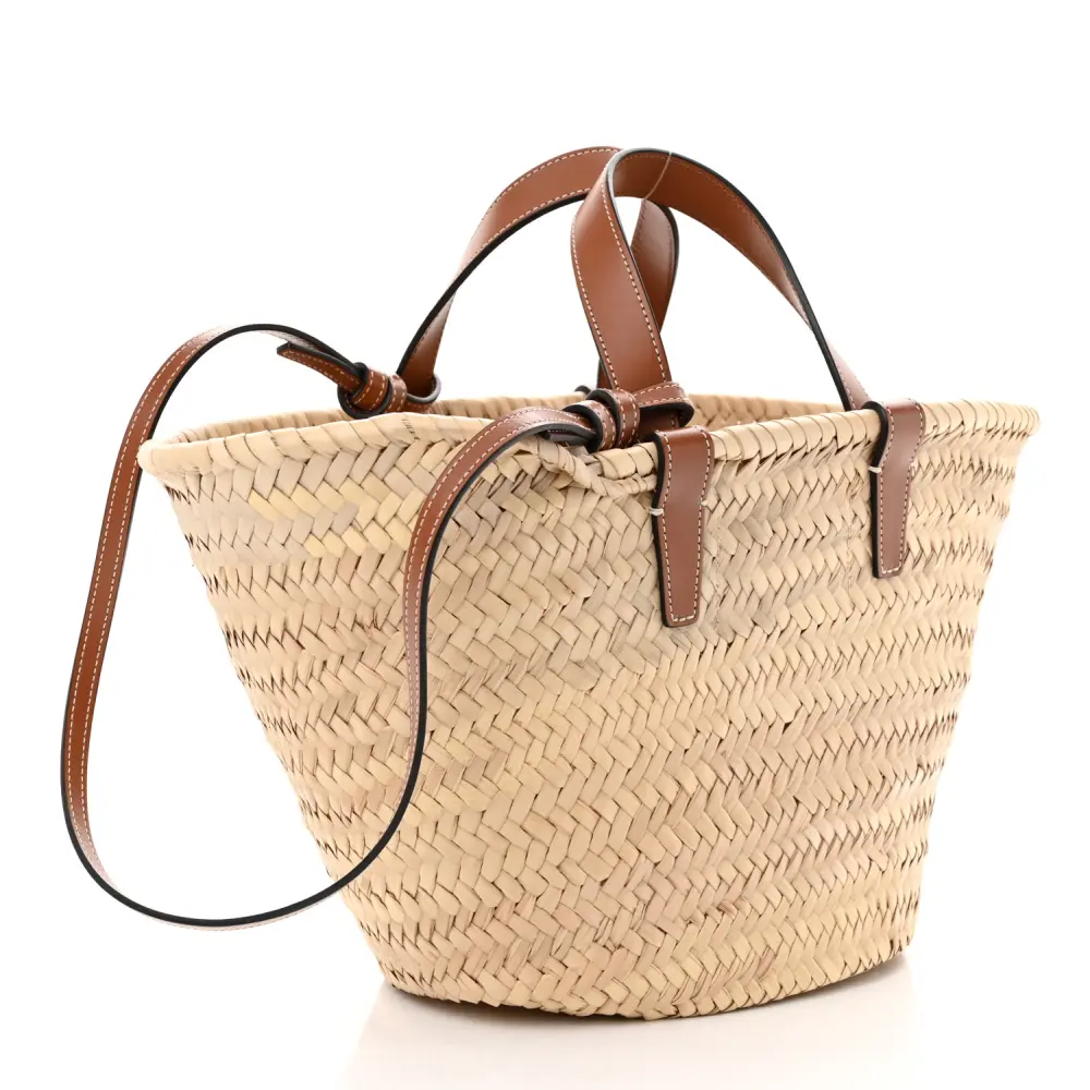 Lushentic Celine Large Triomphe Teen Panier Tan Raffia & Calfskin Leather Gold Hardware - Image 3