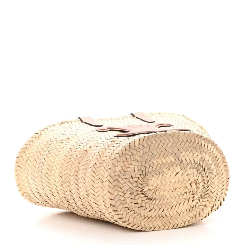 Lushentic Celine Large Triomphe Teen Panier Tan Raffia & Calfskin Leather Gold Hardware - Image 6