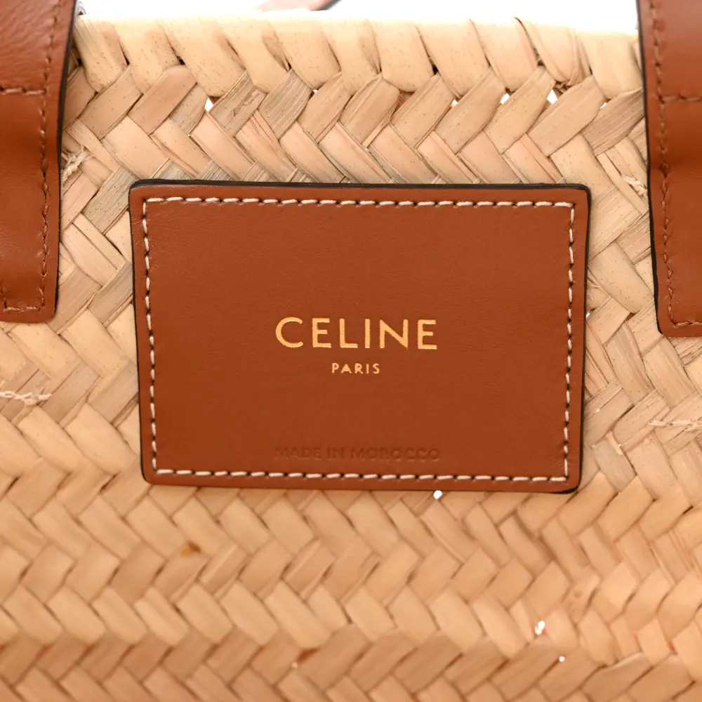 Lushentic Celine Large Triomphe Teen Panier Tan Raffia & Calfskin Leather Gold Hardware - Image 2