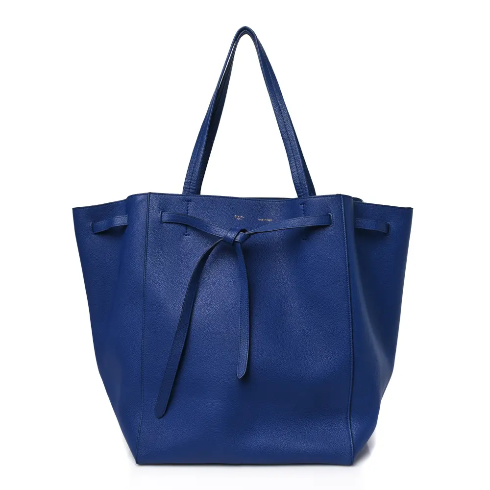 Lushentic Celine Medium Belt Cabas Phantom Bag Indigo Soft Grained Calfskin Leather Gold Hardware Front