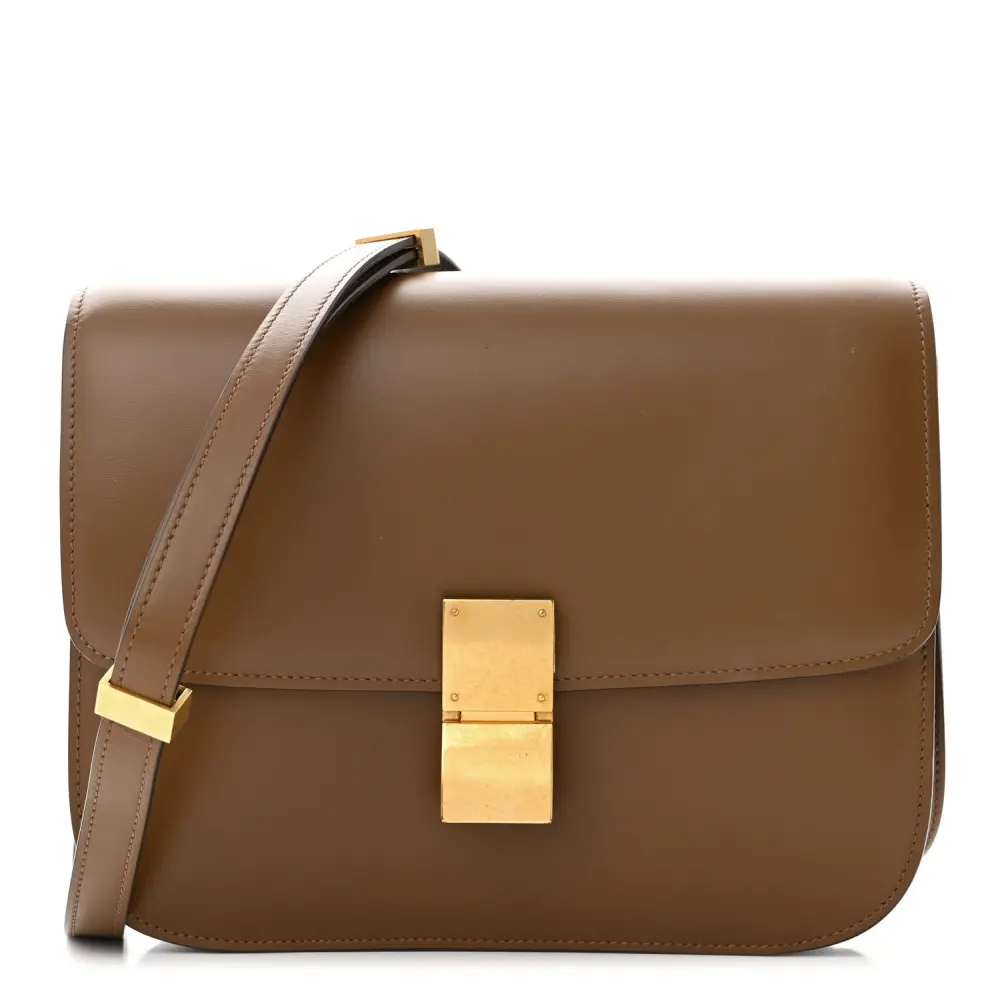 Lushentic Celine Medium Classic Box Flap Bag Camel Box Calfskin Leather Gold Hardware (2)