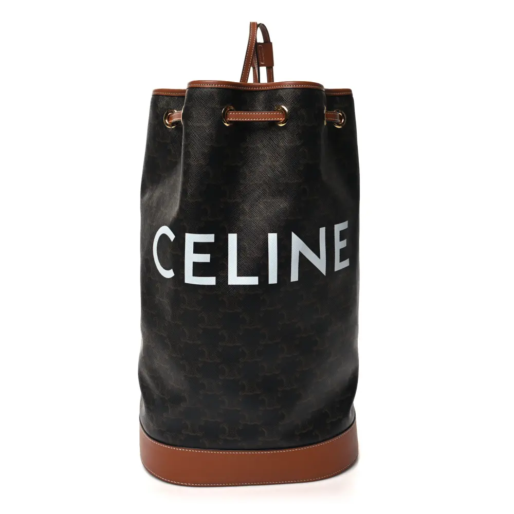 Lushentic Celine Medium Sailor Bag Tan Triomphe Canvas & Calfskin Leather Front