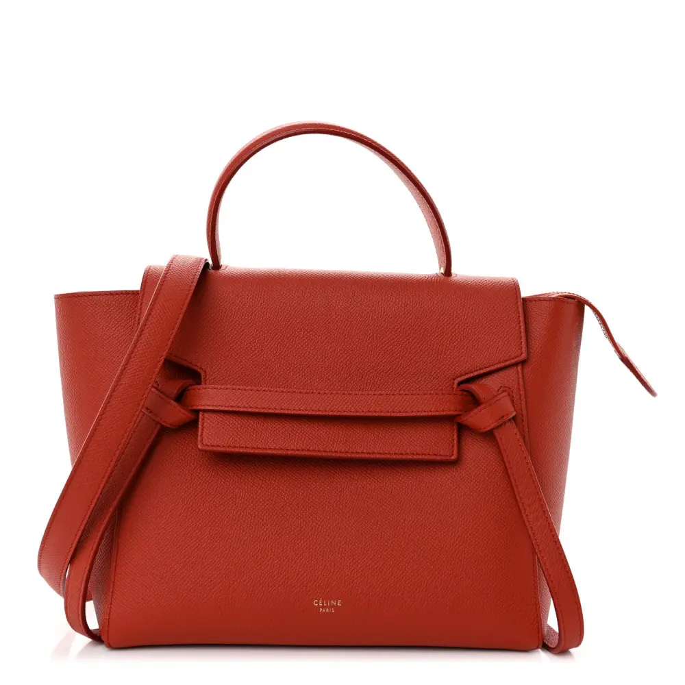 Lushentic Celine Micro Belt Bag Fox Red Grained Calfskin Leather Front