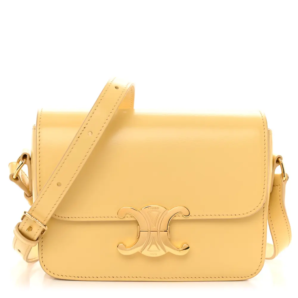 Lushentic Celine Small Teen Triomphe Bag Pollen Shiny Calfskin Leather Gold Hardware Front