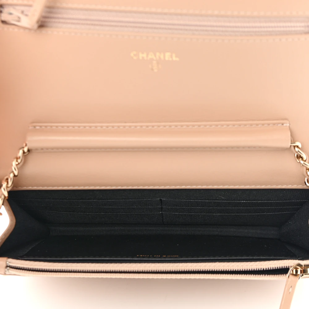 Lushentic Grade Bag CC Filigree Wallet on Chain WOC Small Beige Black - Image 7