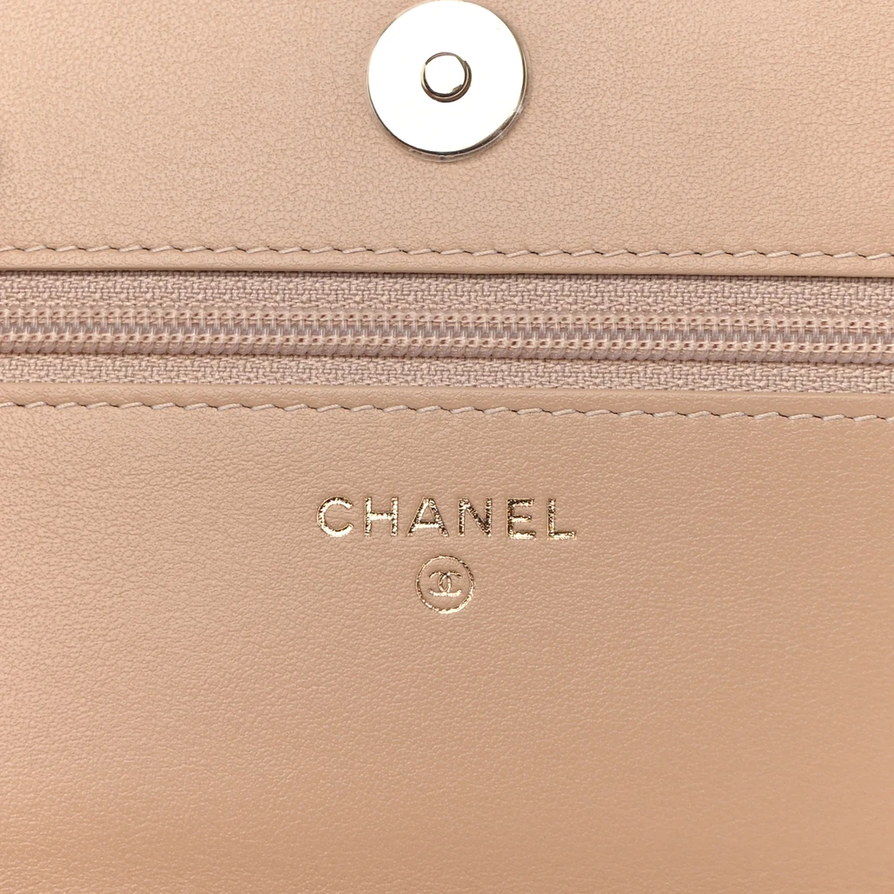 Lushentic Grade Bag CC Filigree Wallet on Chain WOC Small Beige Black - Image 2