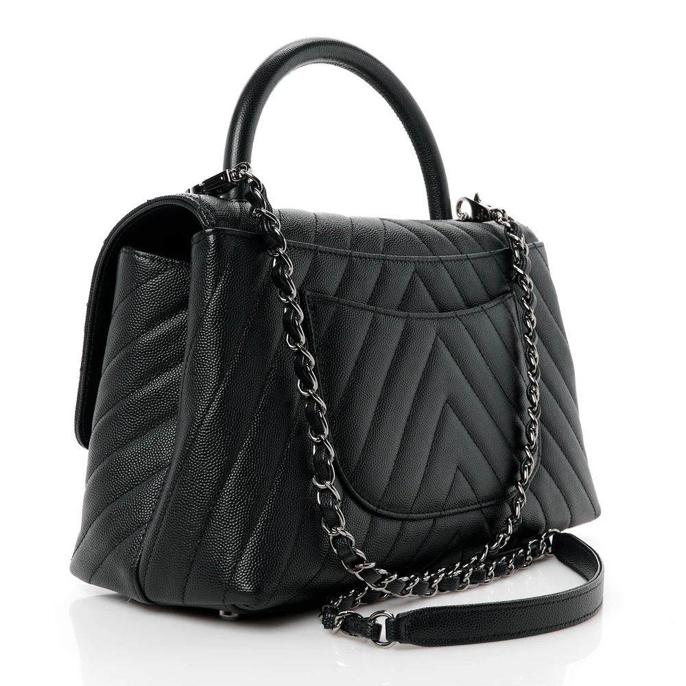 Lushentic Handbag Coco Handle Flap in Black Caviar Leather - Image 3