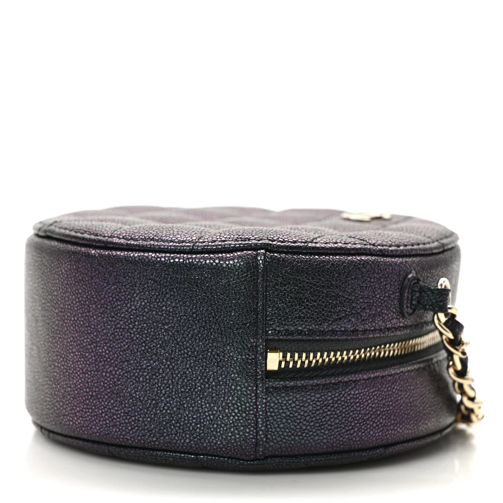 Lushentic Mini Black Quilted Clutch - Caviar Leather, Gold Chain - Image 4