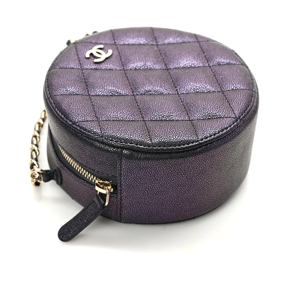 Lushentic Mini Black Quilted Clutch - Caviar Leather, Gold Chain - Image 5