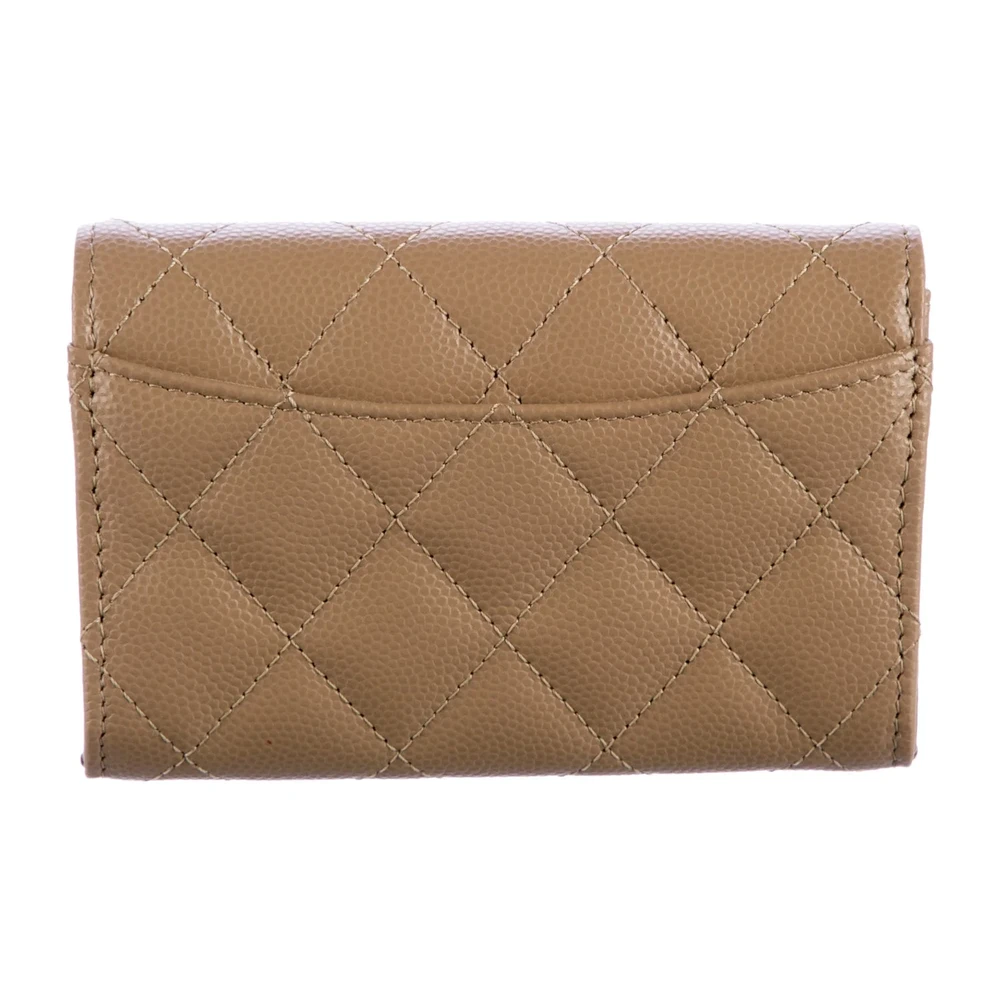 Lushentic Chanel Small Flap Card Holder Wallet Neutrals Quilted Leather Silver Hardware - Image 2
