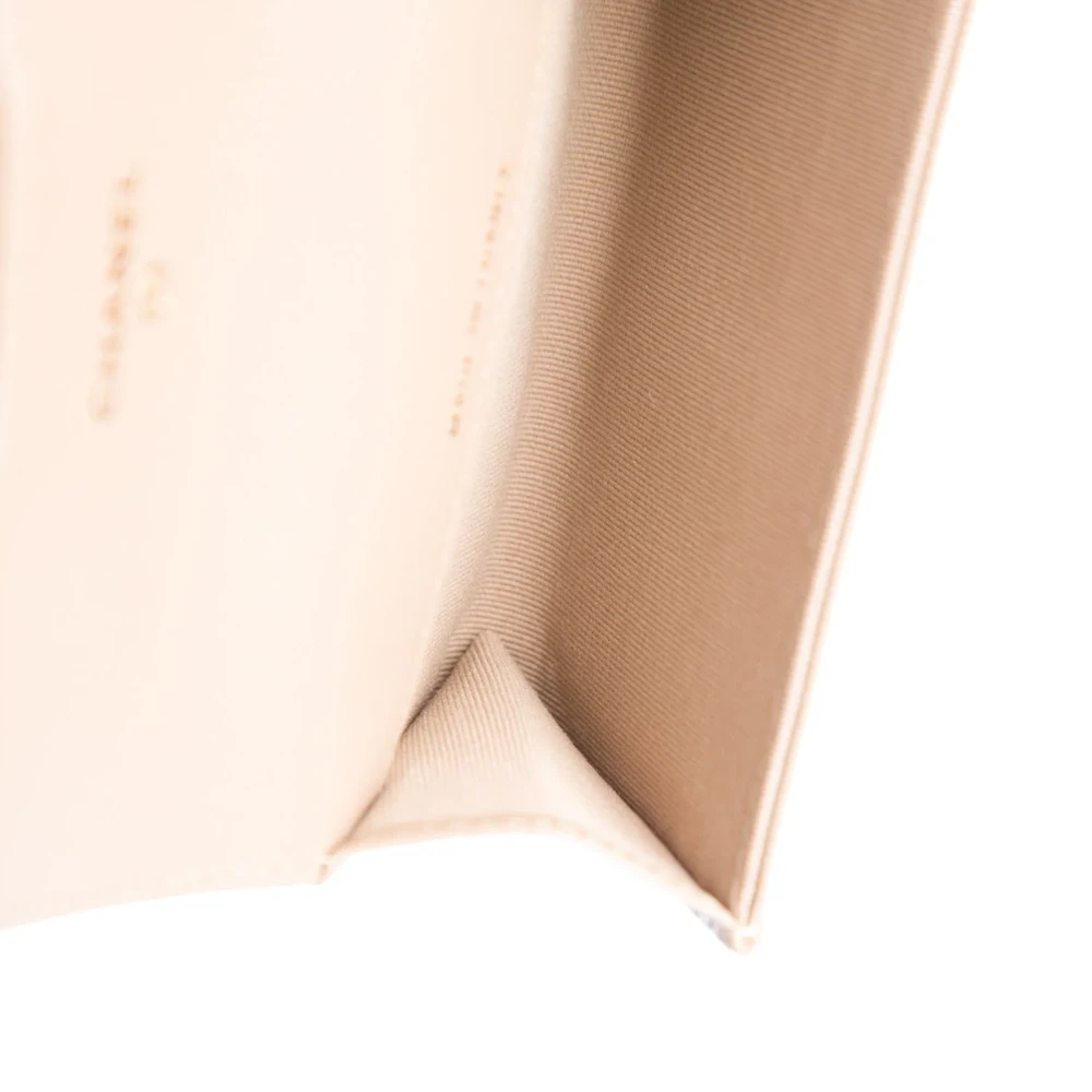 Lushentic Chanel Small Flap Card Holder Wallet Neutrals Quilted Leather Silver Hardware - Image 3