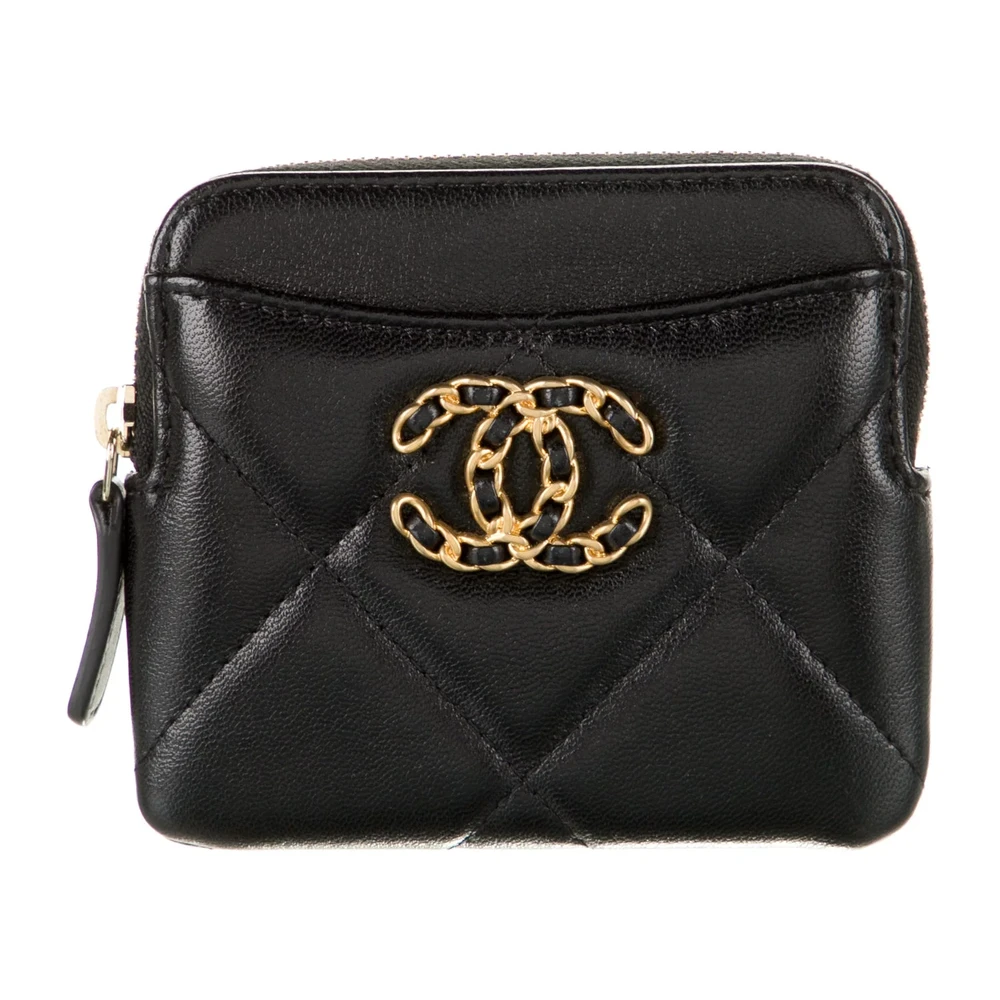 Lushentic Chanel Small Interlocking CC Logo Leather Wallet Black Quilted Leather Gold Hardware