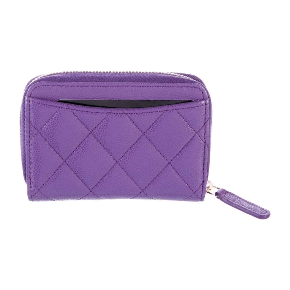 Lushentic Chanel Small Interlocking CC Logo Wallet Purple Caviar Leather Gold Hardware - Image 3