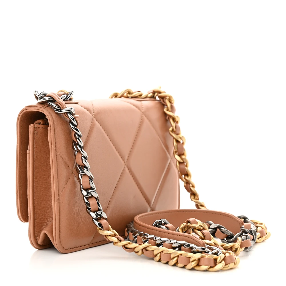 Lushentic Designer Wallet on Chain - Chanel 19 Small Brown Lambskin - Image 3