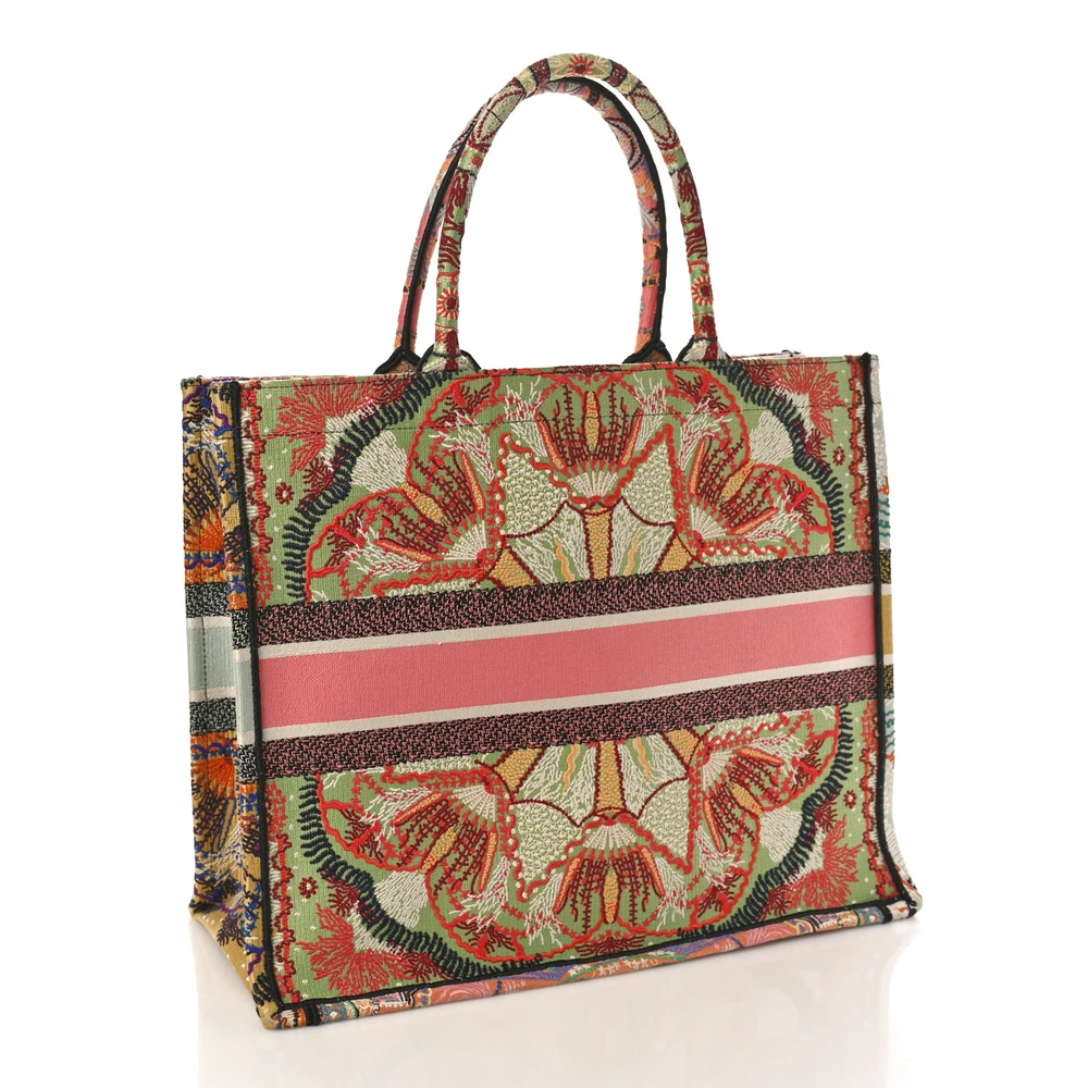 Lushentic Dior Large In Lights Book Tote Multicolor Embroidered Canvas Front