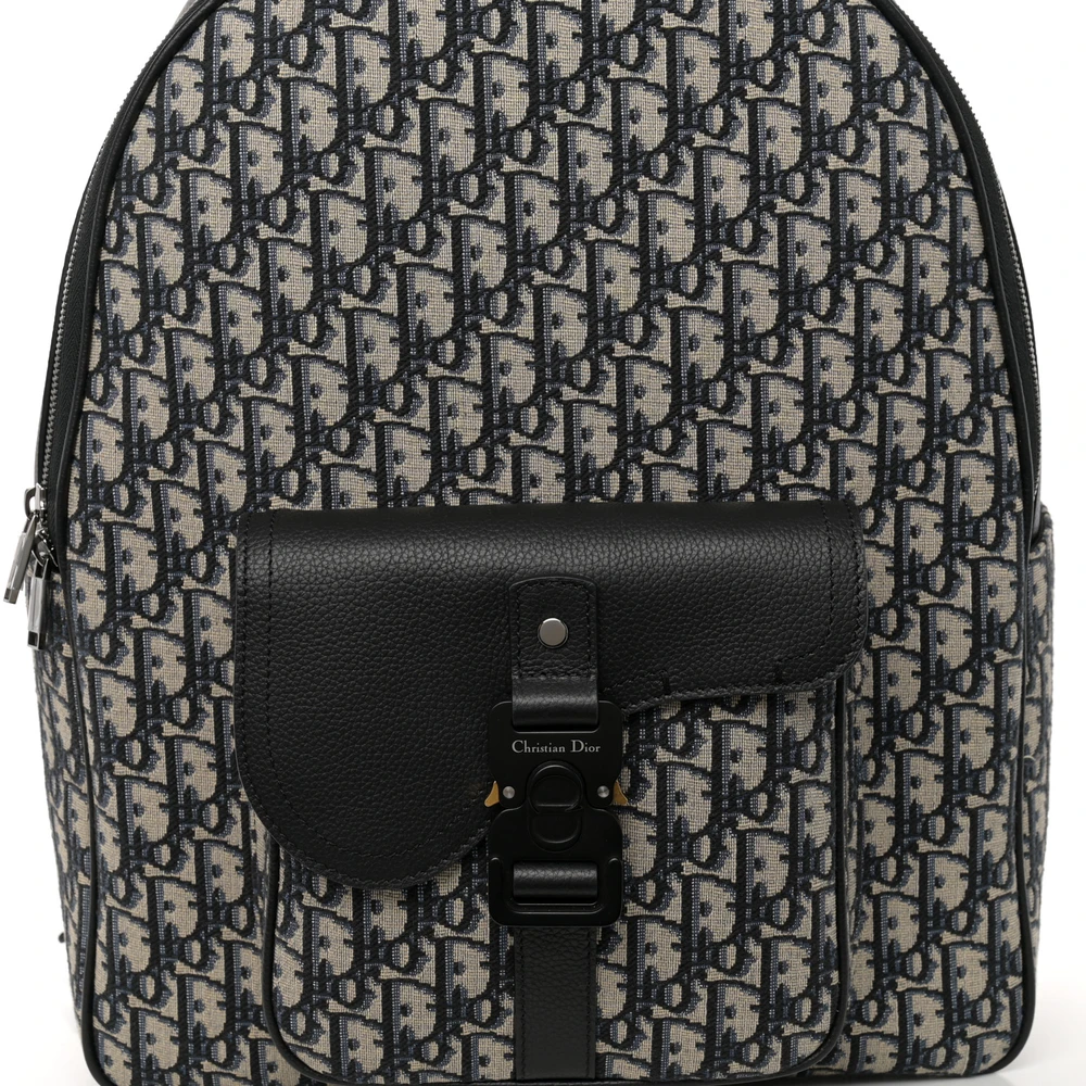 Lushentic Grade Handbags - Large Saddle Backpack in Black Canvas - Image 8