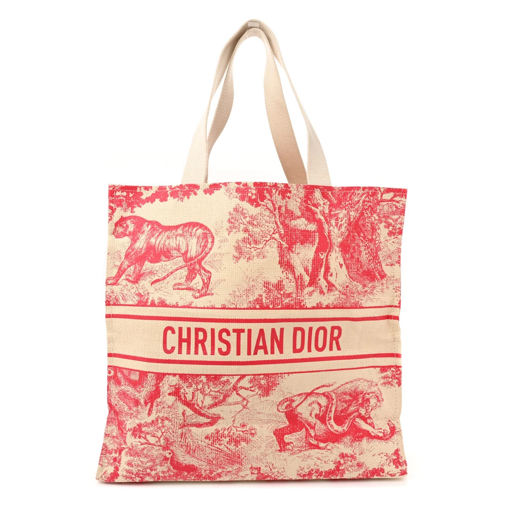 Lushentic Dior Medium Dioriviera Tote Pink Straw Front