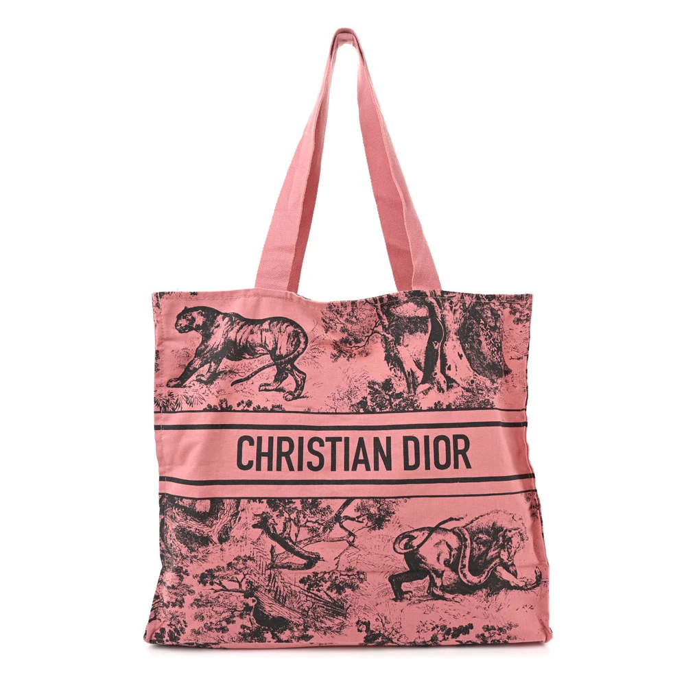Lushentic Dior Medium Dioriviera Tote PinkGrey Canvas Front