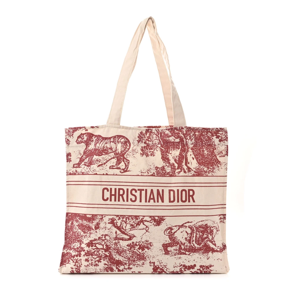 Lushentic Dior Medium Dioriviera Tote Red Straw Front