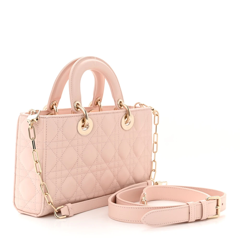 Lushentic Medium Lady D-Joy Handbag in Light Pink Cannage Lambskin Leather - Image 3