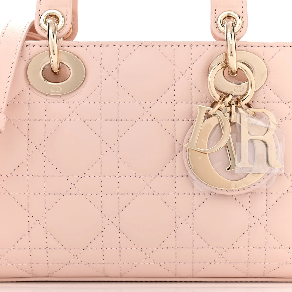 Lushentic Medium Lady D-Joy Handbag in Light Pink Cannage Lambskin Leather - Image 8