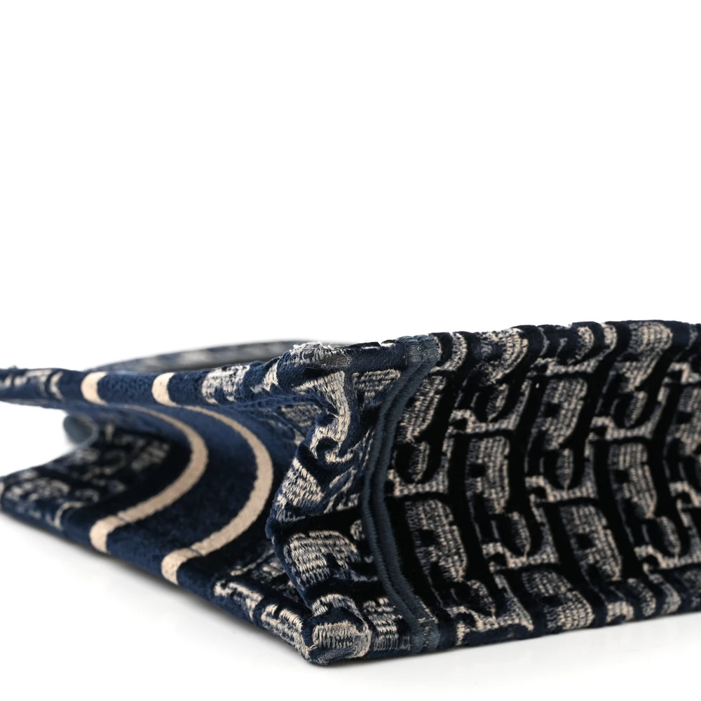 Lushentic Quality Bags: Mini Book Tote Blue Velvet Oblique Embroidered - Image 4