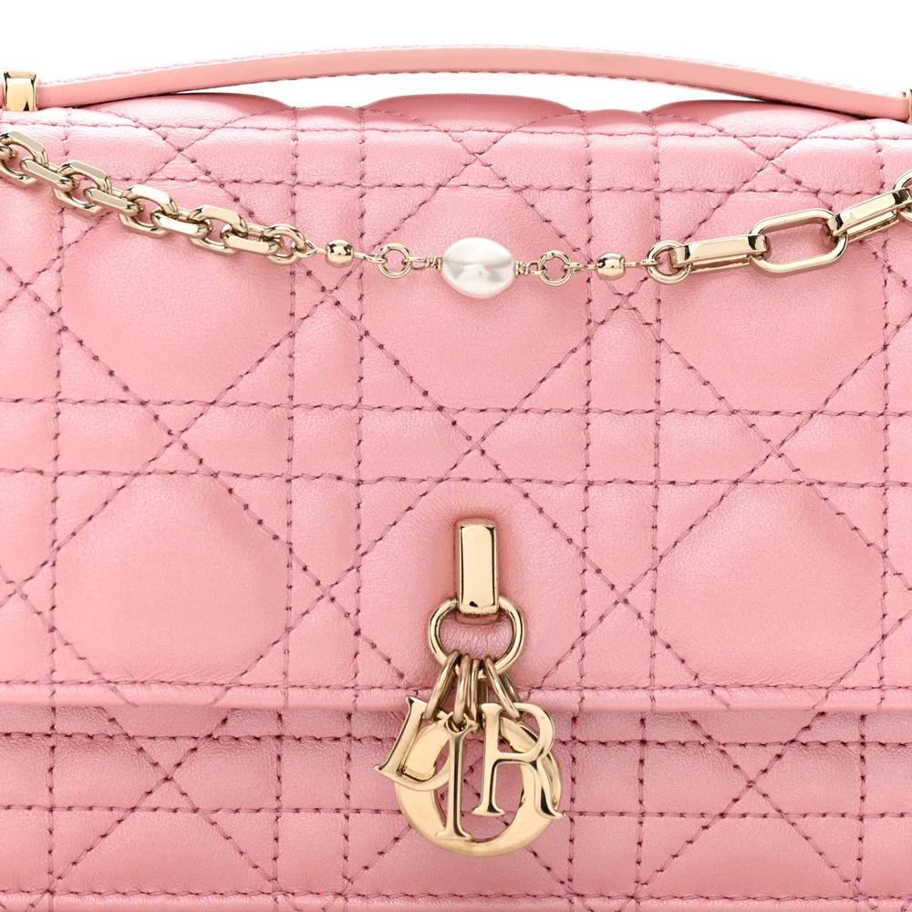 Lushentic Handbags Mini My Dior Clutch in Antique Pink Cannage Leather - Image 8