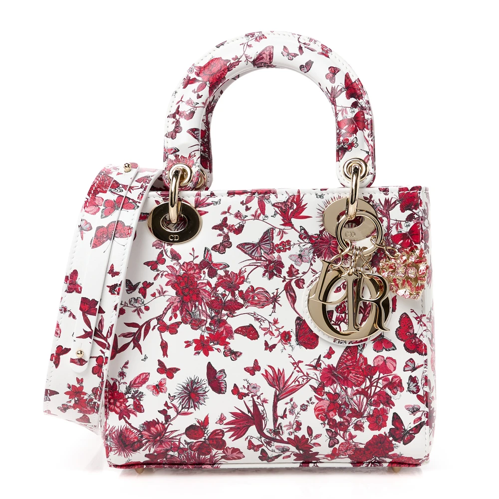 Lushentic Dior Small Le Coeur Des Papillons My ABCDior Lady Dior White Multicolor Calfskin Leather Light Gold Hardware Front
