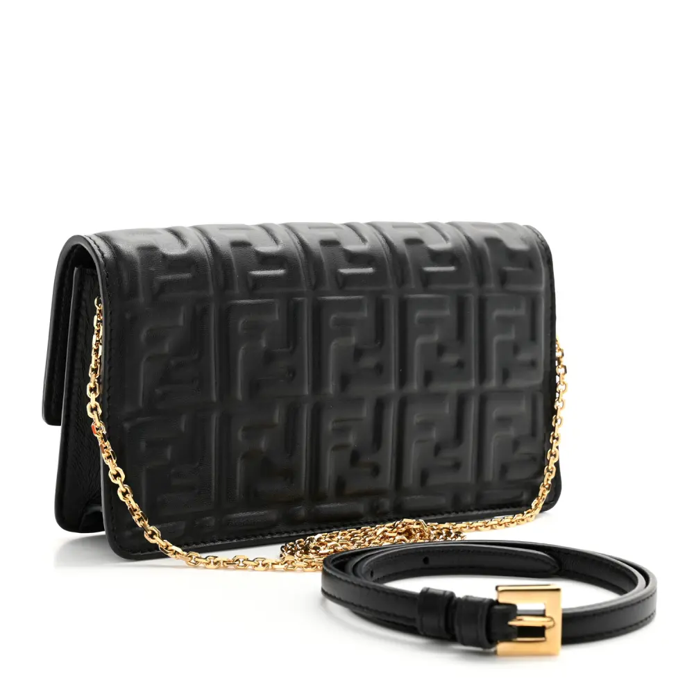 Lushentic Grade Designer Bags: FF Embossed WOC in Black Matisse Leather - Image 3