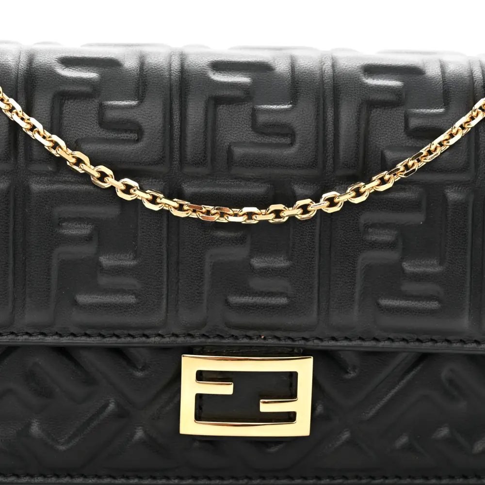 Lushentic Grade Designer Bags: FF Embossed WOC in Black Matisse Leather - Image 9
