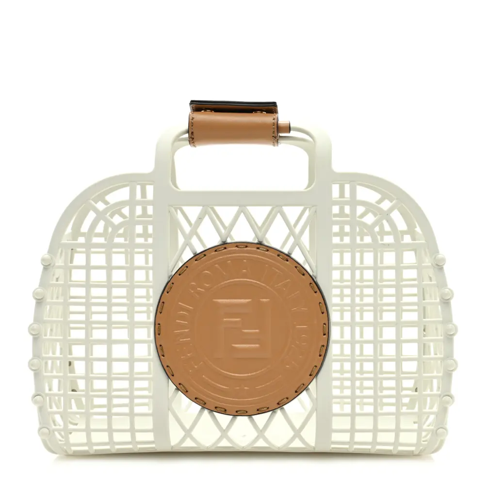 Lushentic Quality Bags - Small Fendi Basket White Ice Miele Scuro