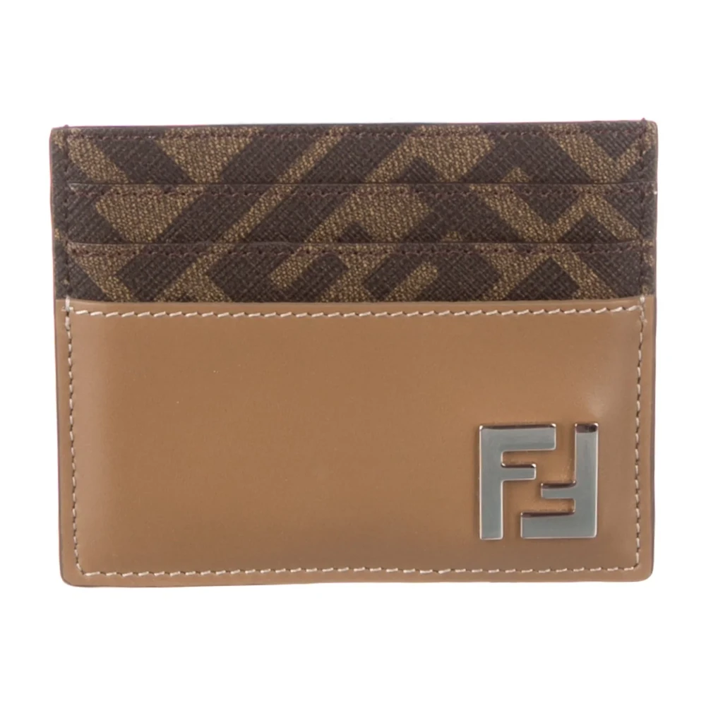 Lushentic Small Zucca FF Logo Card Holder in Neutrals Printed Canvas