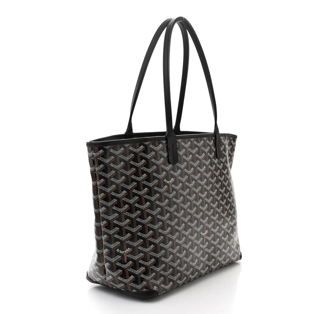 Lushentic Quality Handbags - Artois Tote PM Black Goyardine Canvas - Image 3